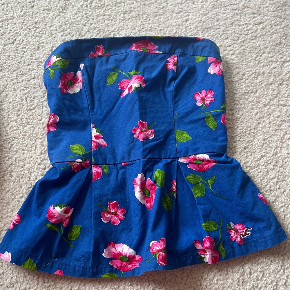 Hollister Floral Strapless Peplum Top NEVER WORN NEW